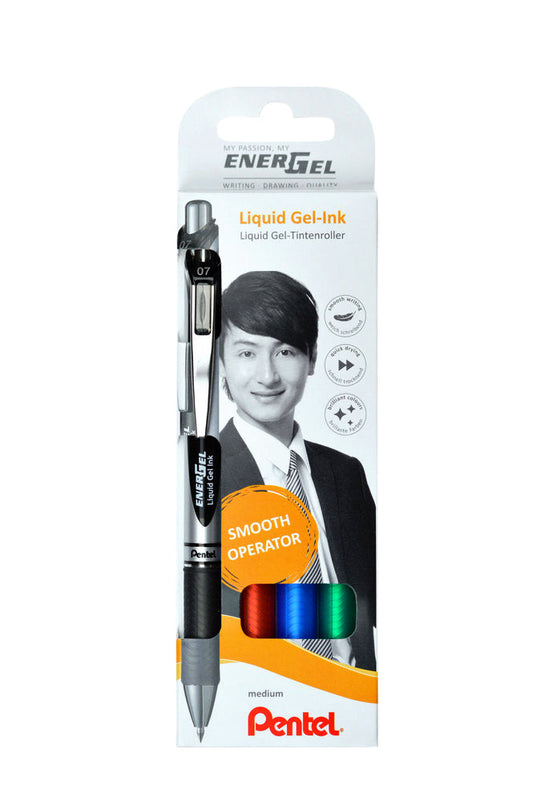 Gelschrijver Pentel BL77 Energel M 4st assorti