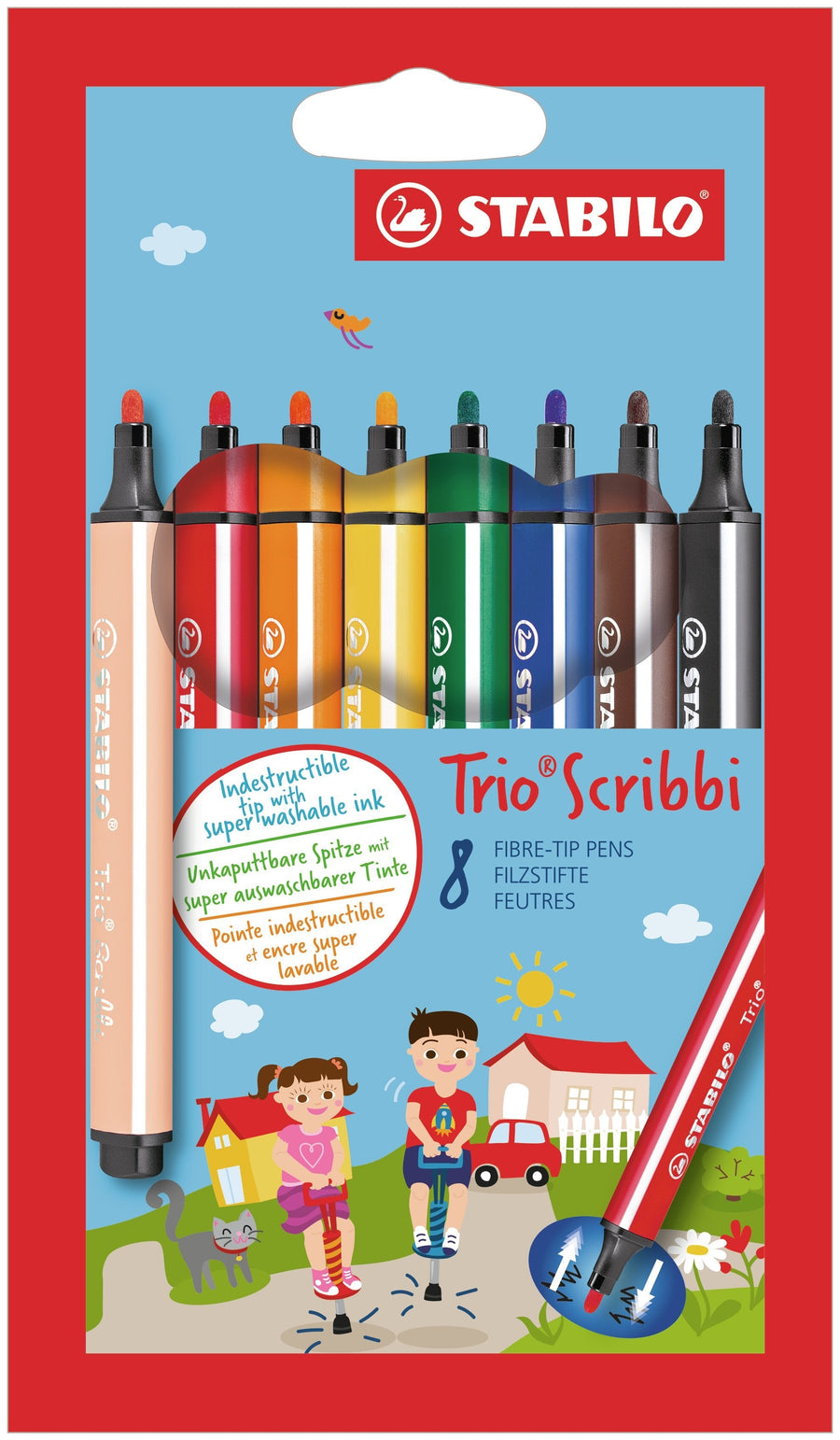 Viltstift STABILO Trio Scribbi 368/8 8st assorti