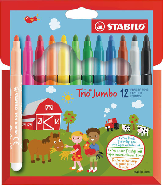 Viltstift STABILO Trio Jumbo 380/12 XL 12st ass