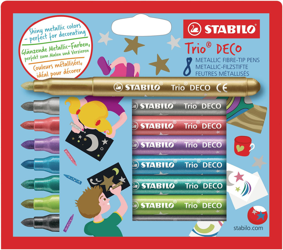 Viltstift STABILO Trio deco 377/8 metallic 8st ass