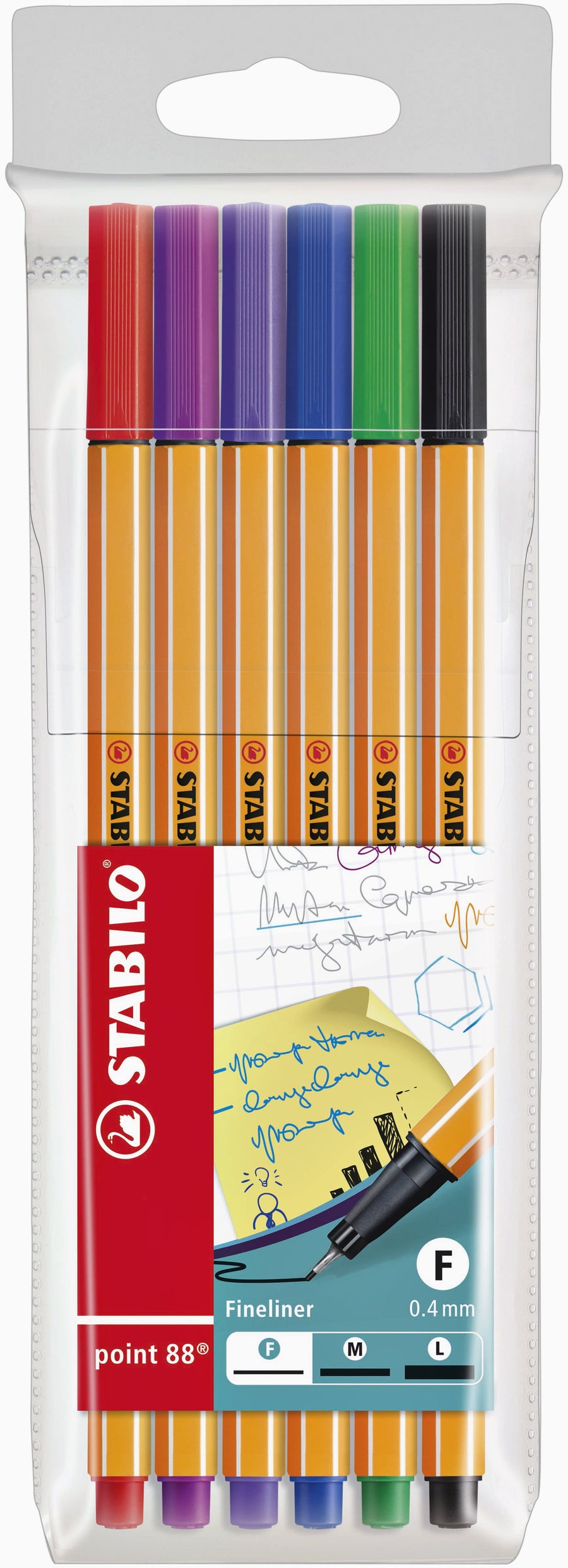 Fineliner STABILO point 88/6 F ass 6st