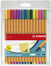 Fineliner STABILO point 88/15 F ass 15st