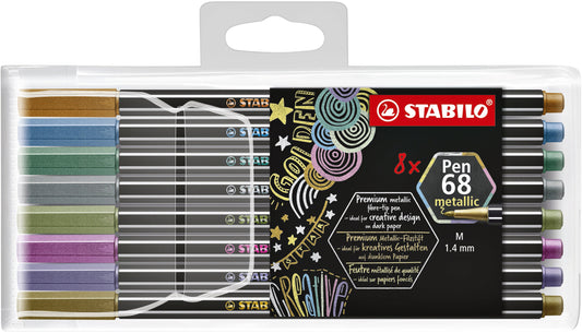 Viltstift STABILO Pen 68/8 M metallic ass 8st
