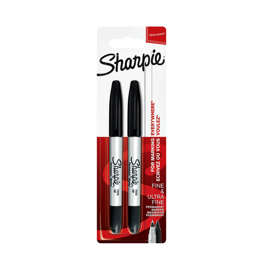 Viltstift Sharpie Twin tip UF en F 2st zwart