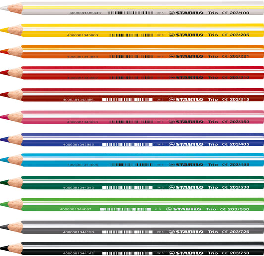 Kleurpotlood STABILO 203 Trio dik 12st assorti
