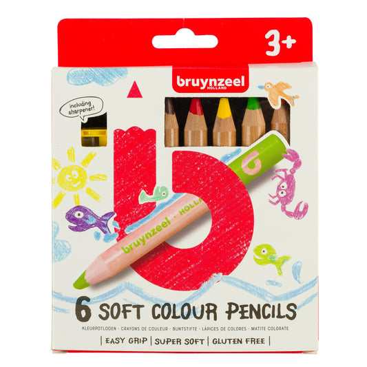 Kleurpotl Bruynzeel Kids dik waskrijt bm a 6st ass