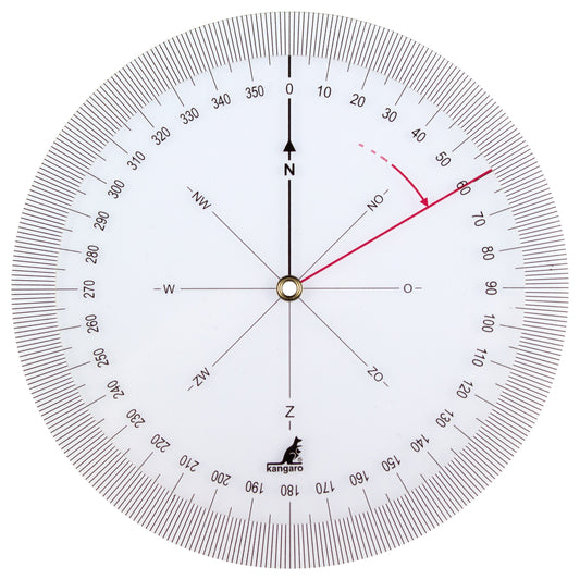 Koershoekmeter Kangaro kunststof 126mm transparant