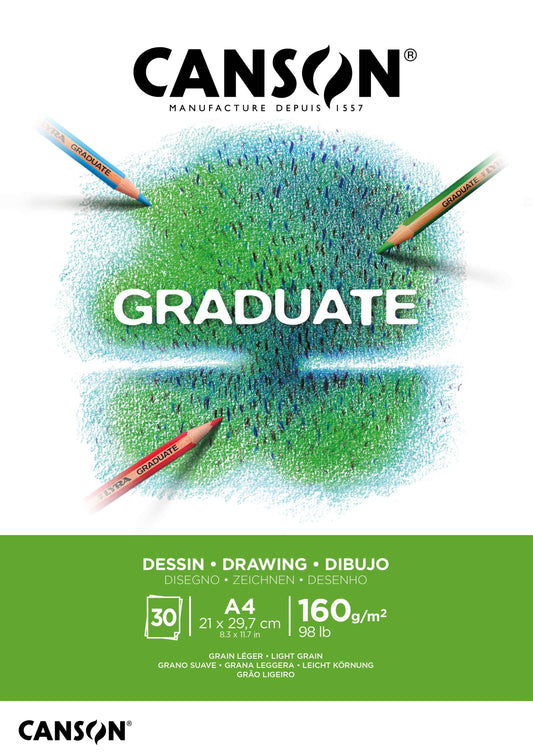 Tekenpapier Canson Graduate 160gr A4 helderwit