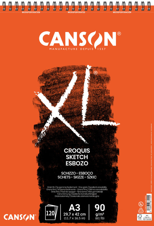 Schetspapier Canson XL Sketch 90gr A3 ivoorwit