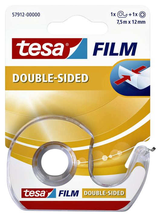 Tape tesafilm dubbelz 12mmx7.5m tr met dispenser