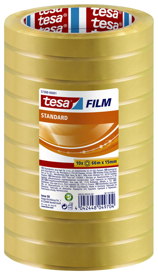 Plakband tesafilm standaard 66mx15mm transparant