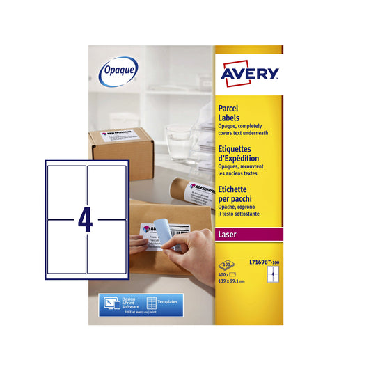 Etiket Avery L7169B 99.1x139mm blockout 400stuks