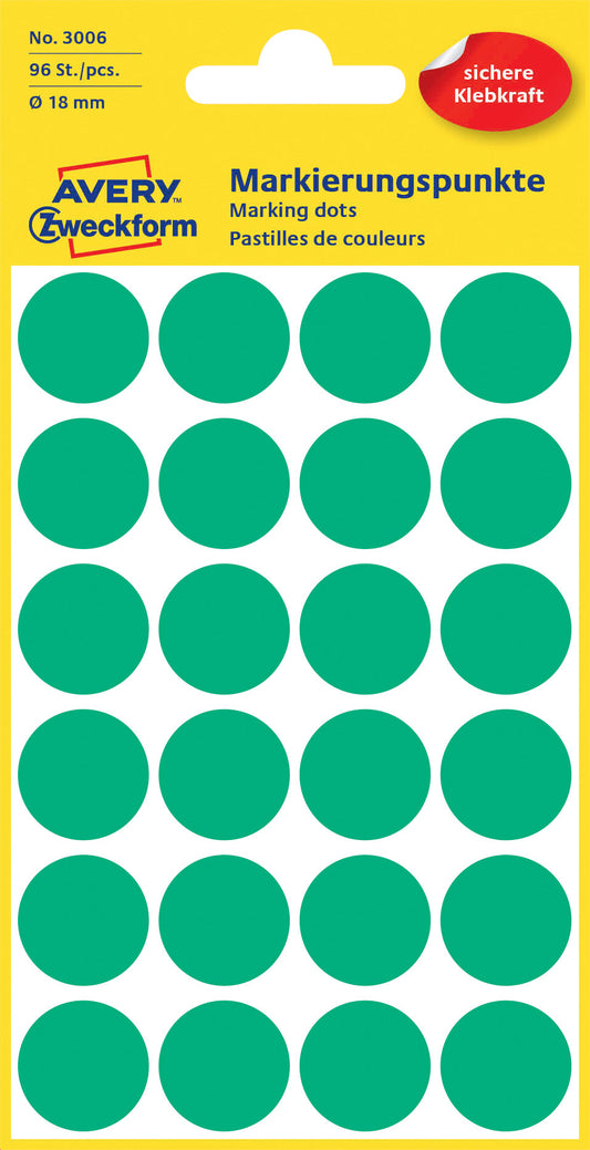 Etiket AZ 3006 rond 18mm groen 96stuks