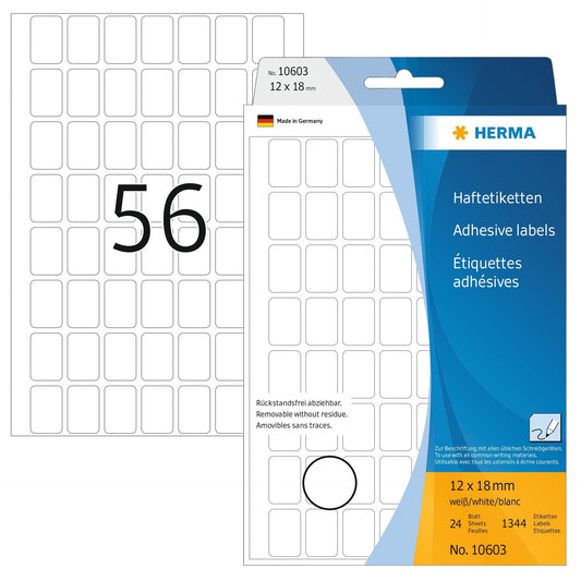 Etiket HERMA 10603 12x18mm verwijderbaar 1344stuks