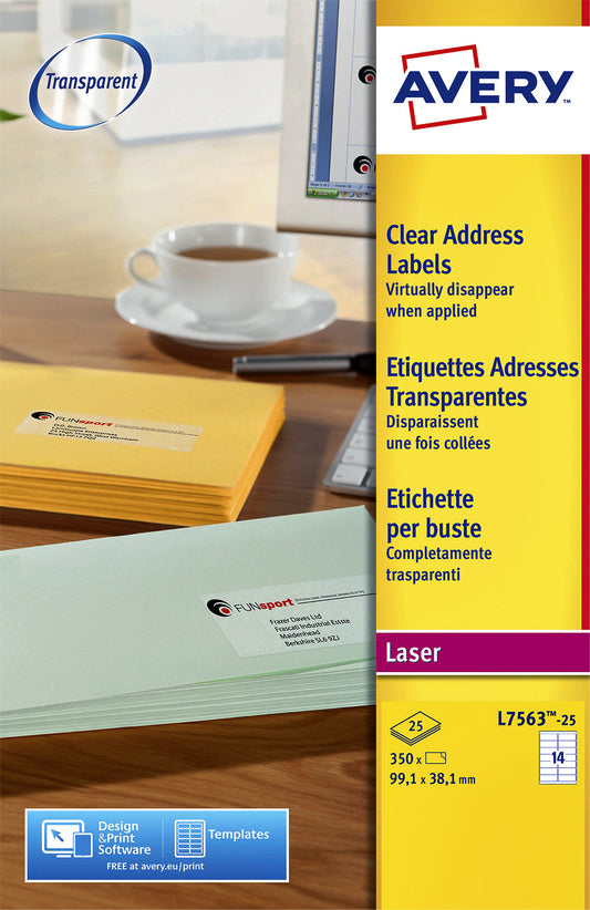 Etiket Avery L7563 99.1x38.1mm tr 350stuks