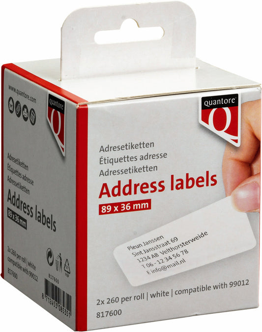 Label Etiket Quantore 99012 36x89mm adres wt