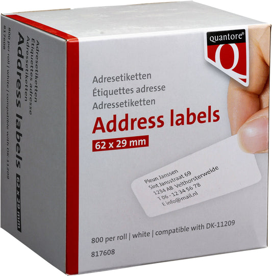 Label Etiket Quantore Dk-11209 29mmx62mm adres wt