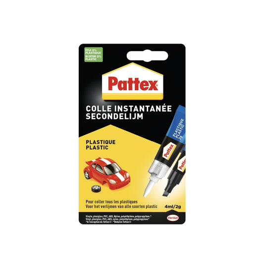 Secondenlijm Pattex all plastic tube 2gr blister