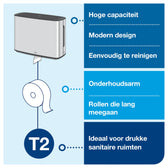 Toiletpapierdispenser Tork T2 Image Line zilver