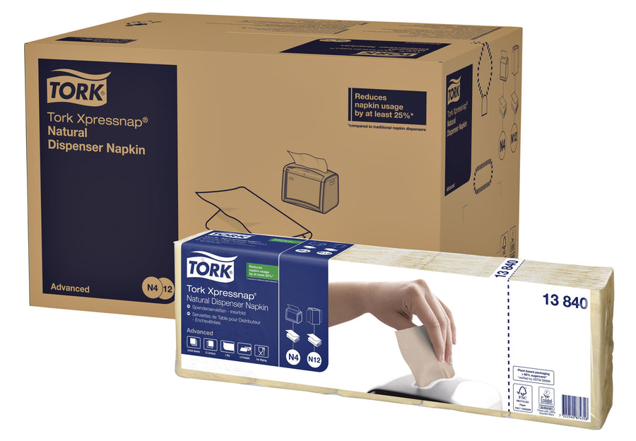 Servet Tork N4 Advanced vierdevouw 1laags naturel