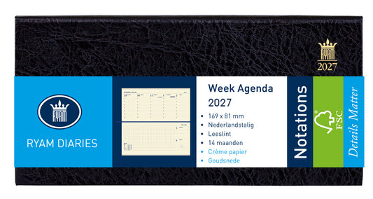 Agenda 2026 Ryam Notations Mundior 7d/2p zwart