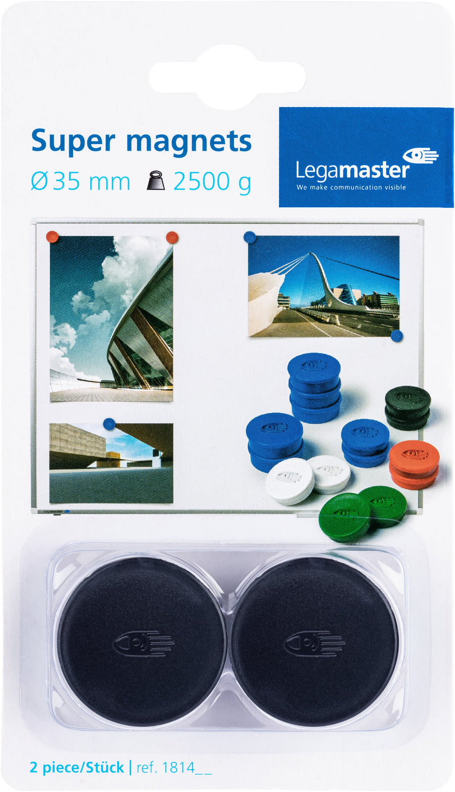 Magneet Legamaster 35mm super 2500gr zw 2st