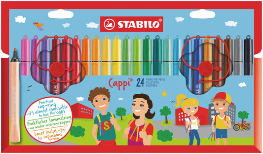 Viltstift STABILO Cappi 168/24 M 24st assorti