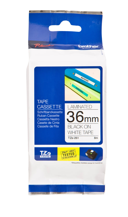 Labeltape Brother Ptouch TZe261 36mm wit