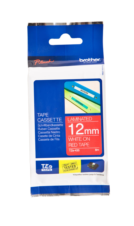 Labeltape Brother Ptouch TZe435 12mm rood