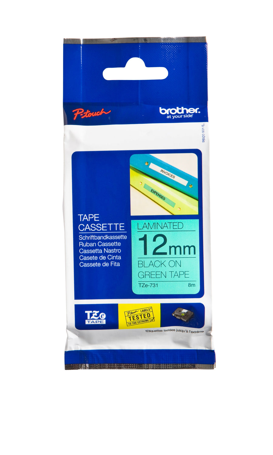 Labeltape Brother Ptouch TZe731 12mm groen