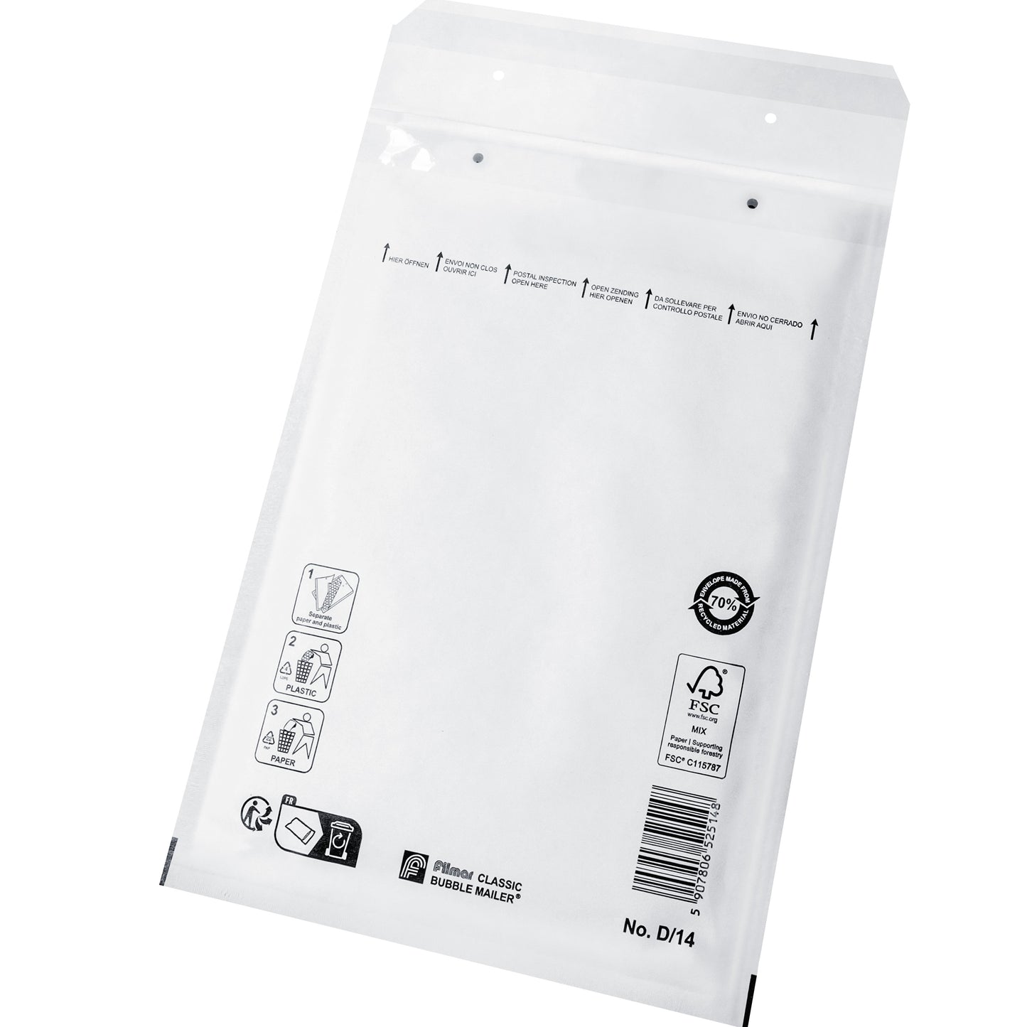 D14 Luchtkussen Enveloppen Wit, 180 x 265 mm Per doos (100 stuks)