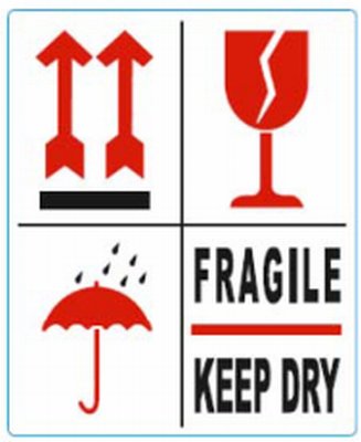 Printed Label - Pijl-glas-parap-fragile
