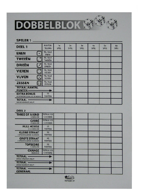 Dobbelblok Verhaak universeel 100 vel