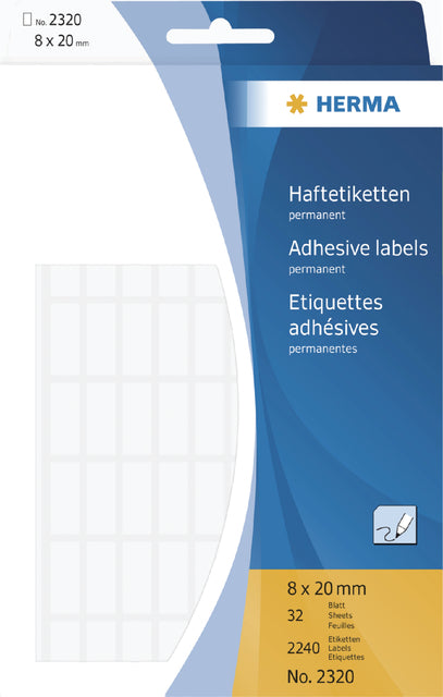 Etiket HERMA 2320 8x20mm wit 2240stuks