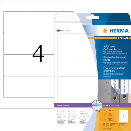 Rugetiket HERMA 101600 br 59x192mm verwijderb wt