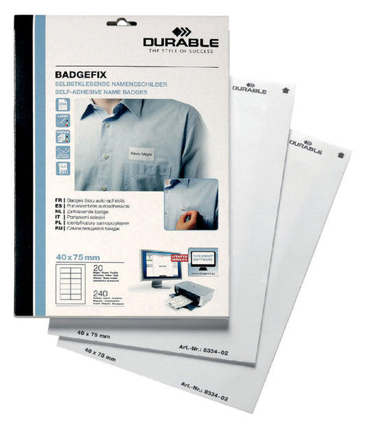 Naambadge etiket Durable 40x75mm zelfkl wt 240st