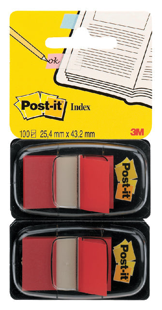 Indextabs Post-it 680 25.4x43.2mm duopack rood