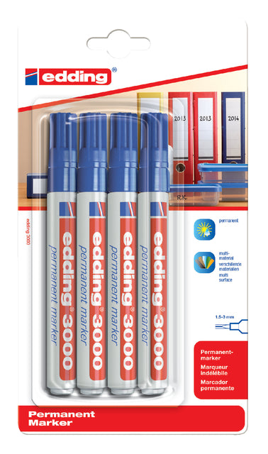 Viltstift edding 3000 rond 1.5-3mm blauw