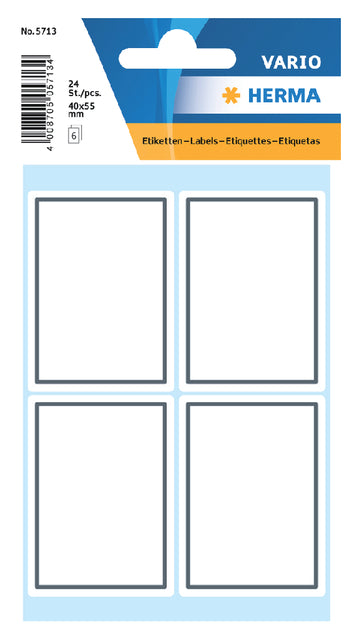 Etiket HERMA 5713 40x55mm schrift grijs kader 24st