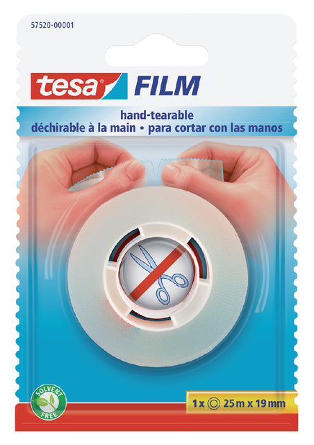 Plakband tesafilm 25mx19mm handscheurbaar tr
