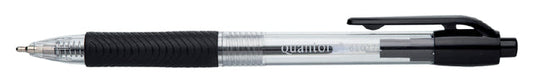 Balpen Quantore rubberen grip drukknop zwart