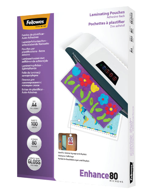 Lamineerhoes Fellowes zelfklevend A4 2x80micron