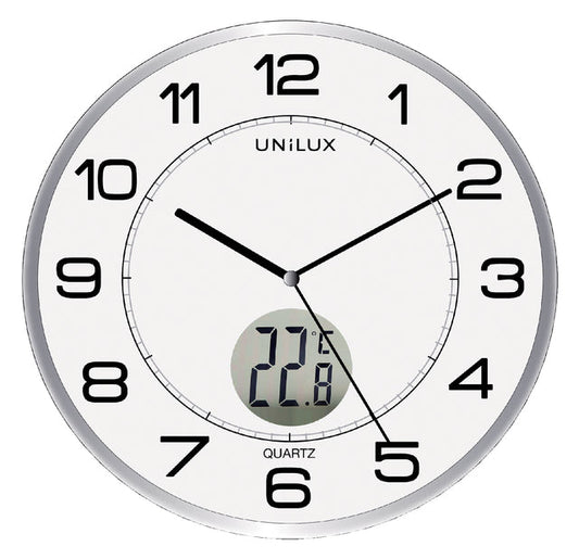 Wandklok Unilux Tempus dia 30.5cm lichtgrijs/wit
