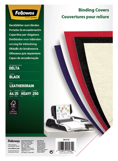 Voorblad Fellowes A4 lederlook zwart