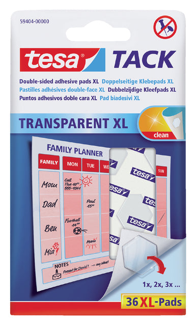 Kleefpads tesa TACK transparant XL 36st