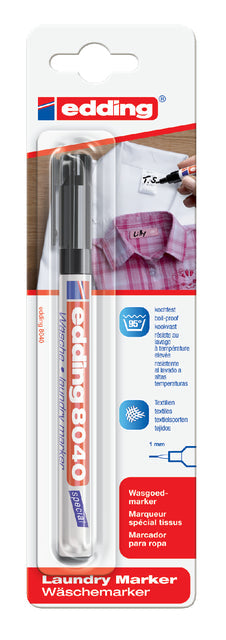 Wasgoedmarker edding 8040 rond 1mm zwart blister