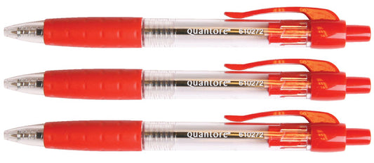 Balpen Quantore rubberen grip drukknop rood