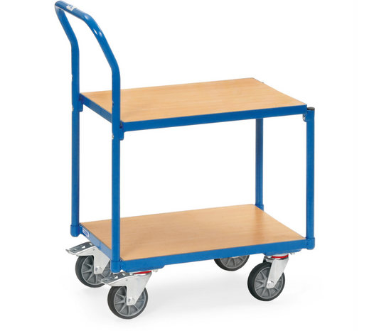 Rolplateau met duwbeugel 135500 - 2 Vlakke etages, laadvlak 605 x 408 mm