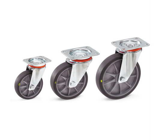 Zwenkwiel 160 x 40 mm - TPE-wielen elektrisch geleidend