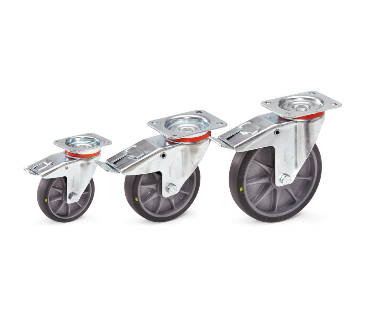 Zwenkwiel met rem 125 x 32 mm - TPE-wielen elektrisch geleidend